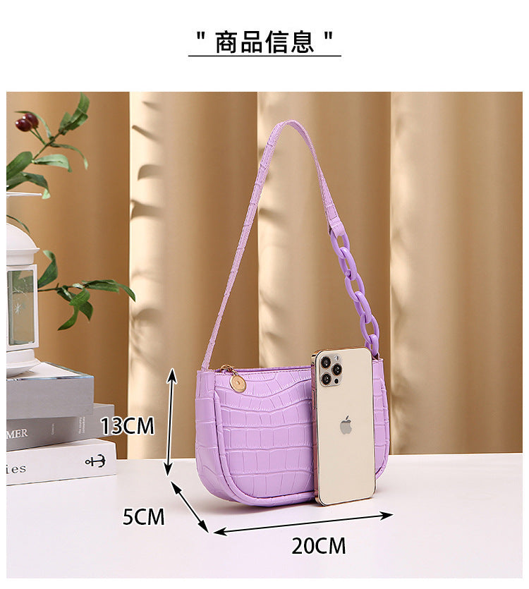 Hobo Underarm Bag 2026 Ladies Handbags Crocodile Pattern Underarm Bag Fashionable Internet Celebrity Women's Shoulder Bag