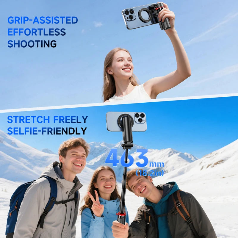 Magnetic Mini Selfie Stick Tripod with Wireless Remote & Fill Light