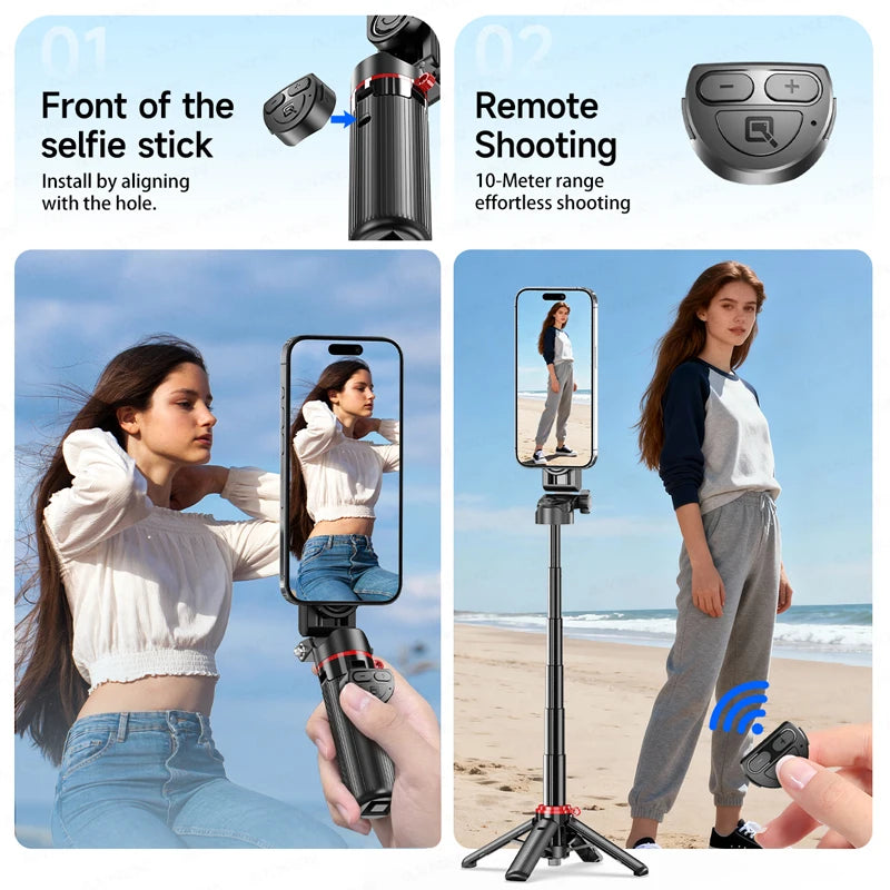 Magnetic Mini Selfie Stick Tripod with Wireless Remote & Fill Light